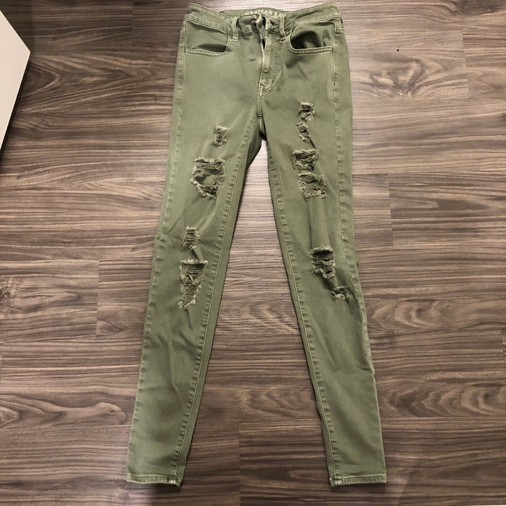 Olive green skinny jeans